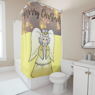 Christmas Shower Curtain, Christmas Angel Curtain