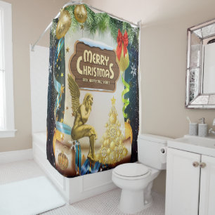 Christmas Shower Curtain, Christmas Angel Curtain