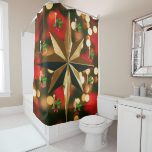 Christmas Shower Curtain, Christmas Candle Curtain