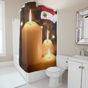 Christmas Shower Curtain, Christmas Candle Curtain