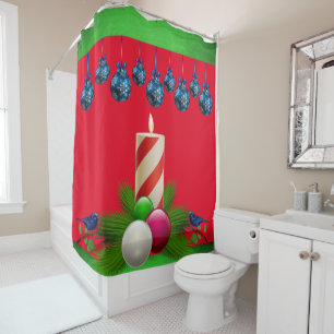 Christmas Shower Curtain, Christmas Candle Curtain