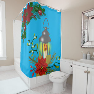 Christmas Shower Curtain, Christmas Candle Curtain