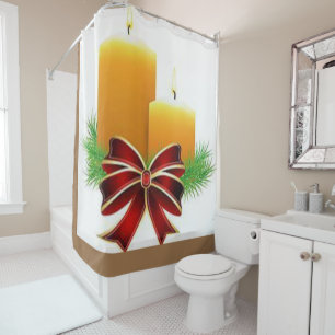 Christmas Shower Curtain, Christmas Candle Curtain