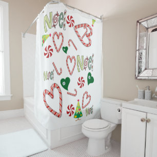 Christmas Shower Curtain, Christmas Noel Curtain