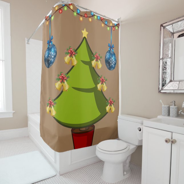 Christmas Shower Curtain, Christmas Tree Shower Curtain (In Situ)