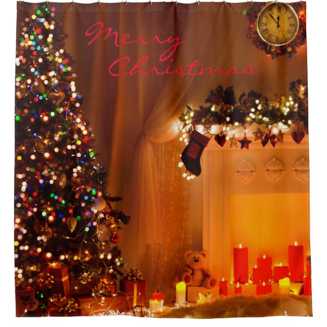 Christmas Shower Curtain/Christmas Tree Shower Curtain (Front)
