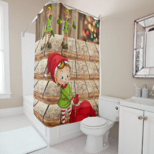 Christmas Shower Curtain, Elf Curtain