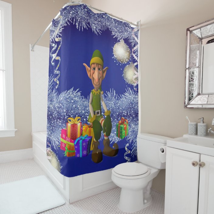 Christmas Shower Curtain, Elf Shower Curtain Zazzle.co.uk