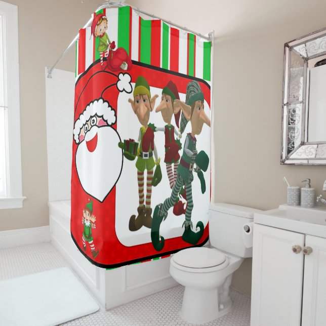 Christmas Shower Curtain, Elf Shower Curtain (In Situ)