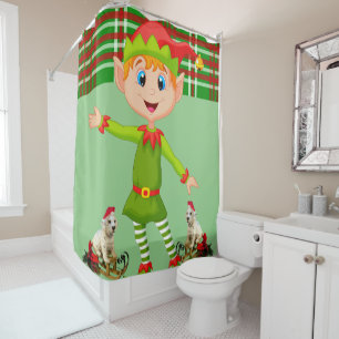 Christmas Shower Curtain, Elf Shower Curtain