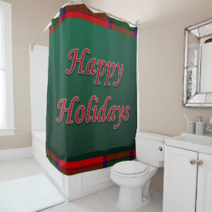 Christmas Shower Curtain, Happy Holidays Curtain