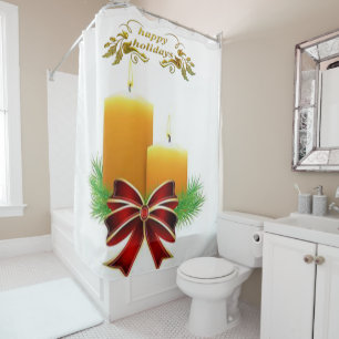 Christmas Shower Curtain, Happy Holidays Shower Curtain