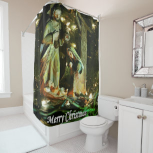Christmas Shower Curtain, Jesus Christ Curtain