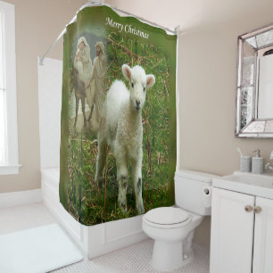 Christmas Shower Curtain, Jesus Christ Shower Curtain