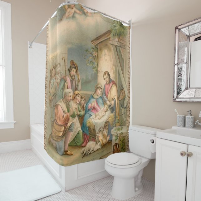 Christmas Shower Curtain, Jesus Christ Shower Curtain (In Situ)