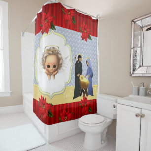 Christmas Shower Curtain, Jesus Christ Shower Curtain