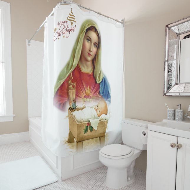 Christmas Shower Curtain, Jesus Christ Shower Curtain (In Situ)