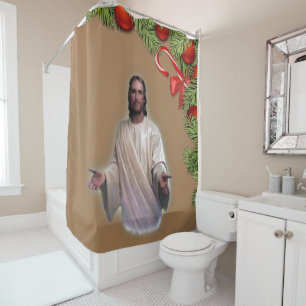 Christmas Shower Curtain, Jesus Christ Shower Curtain