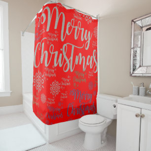 Christmas Shower Curtain, Merry Christmas Curtain