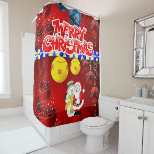 Christmas Shower Curtain, Merry Christmas Curtain