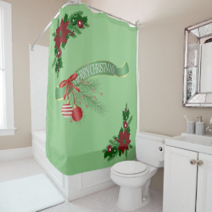 Christmas Shower Curtain, Merry Christmas Curtain