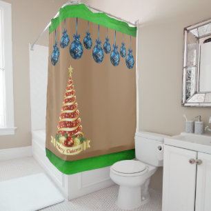 Christmas Shower Curtain, Merry Christmas Curtain