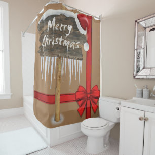 Christmas Shower Curtain, Merry Christmas Curtain
