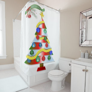 Christmas Shower Curtain, Merry Christmas Curtain