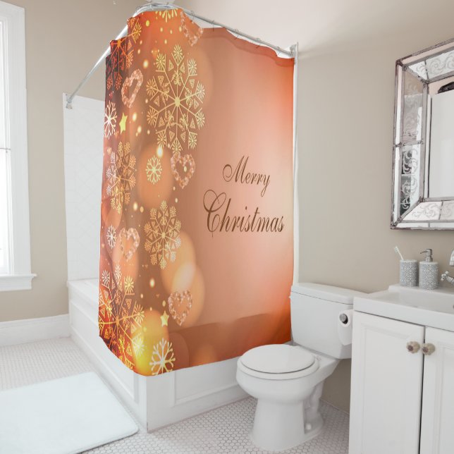 Christmas Shower Curtain, Merry Christmas Shower C Shower Curtain (In Situ)