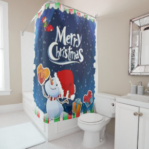 Christmas Shower Curtain, Merry Christmas Shower Curtain