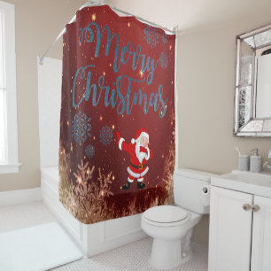 Christmas Shower Curtain, Merry Christmas Shower Curtain