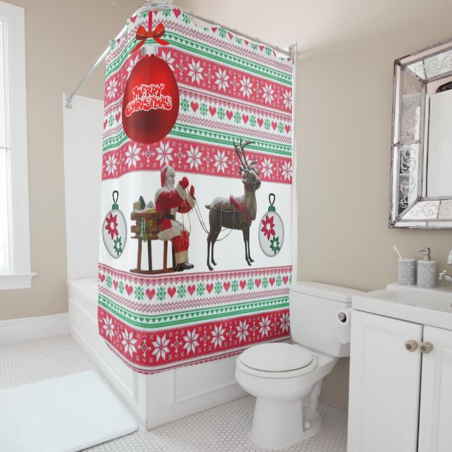 Christmas Shower Curtain, Merry Christmas Shower Curtain (In Situ)