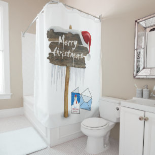Christmas Shower Curtain, Merry Christmas Shower Curtain