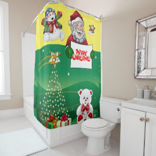 Christmas Shower Curtain, Merry Christmas Shower Curtain