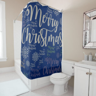 Christmas Shower Curtain, Merry Christmas Shower Curtain