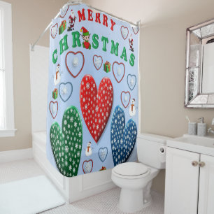 Christmas Shower Curtain, Merry Christmas Shower Curtain