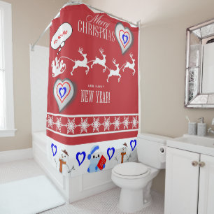Christmas Shower Curtain, Merry Christmas Shower Curtain