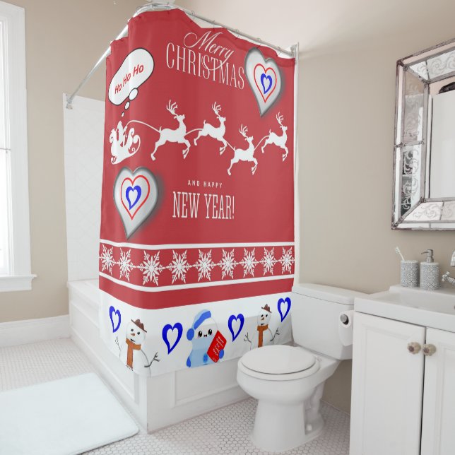 Christmas Shower Curtain, Merry Christmas Shower Curtain (In Situ)