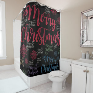 Christmas Shower Curtain, Merry Christmas Shower Curtain