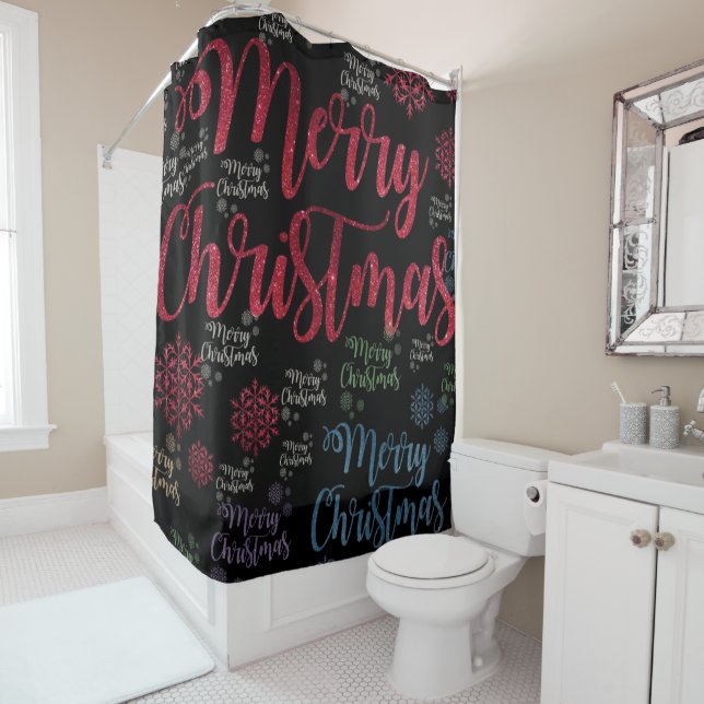Christmas Shower Curtain, Merry Christmas Shower Curtain (In Situ)
