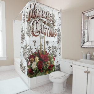 Christmas Shower Curtain, Merry Christmas Shower Curtain