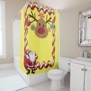 Christmas Shower Curtain, Merry Christmas Shower Curtain