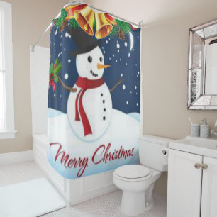 Christmas Shower Curtain, Merry Christmas Shower Curtain