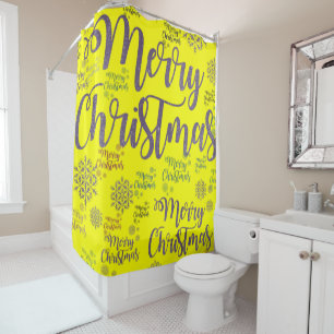 Christmas Shower Curtain, Merry Christmas Shower Curtain