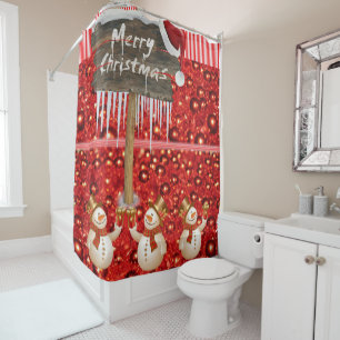 Christmas Shower Curtain, Merry Christmas Shower Curtain