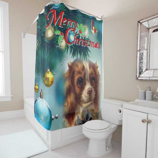 Christmas Shower Curtain, Merry Christmas Shower Curtain (In Situ)