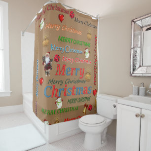 Christmas Shower Curtain, Merry Christmas Shower Curtain