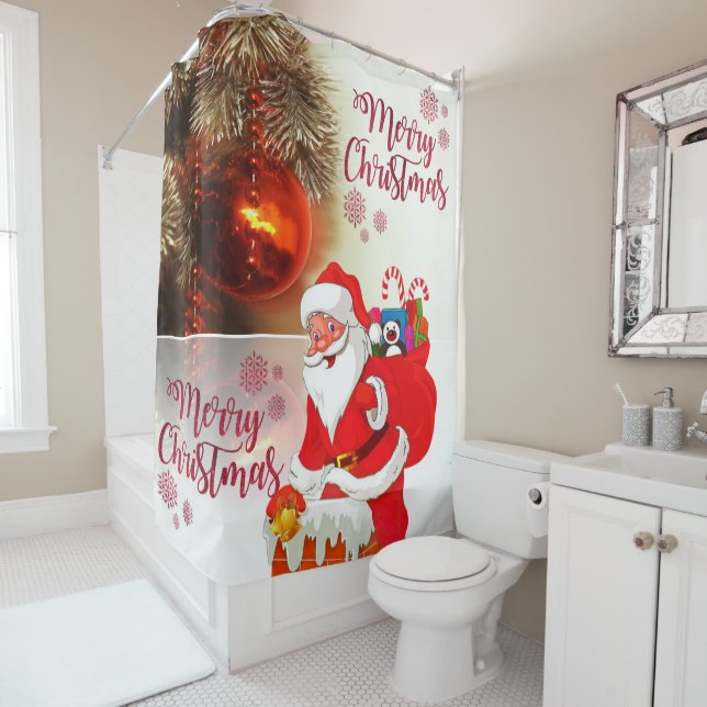 Christmas Shower Curtain, Merry Christmas Shower Curtain (In Situ)