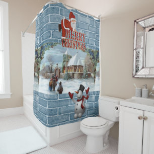 Christmas Shower Curtain, Merry Christmas Shower Curtain
