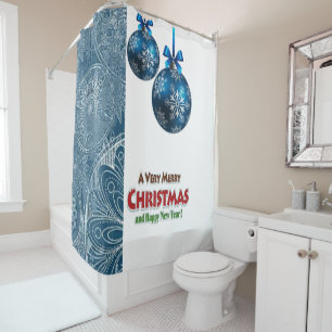 Christmas Shower Curtain, Merry Christmas Shower Curtain